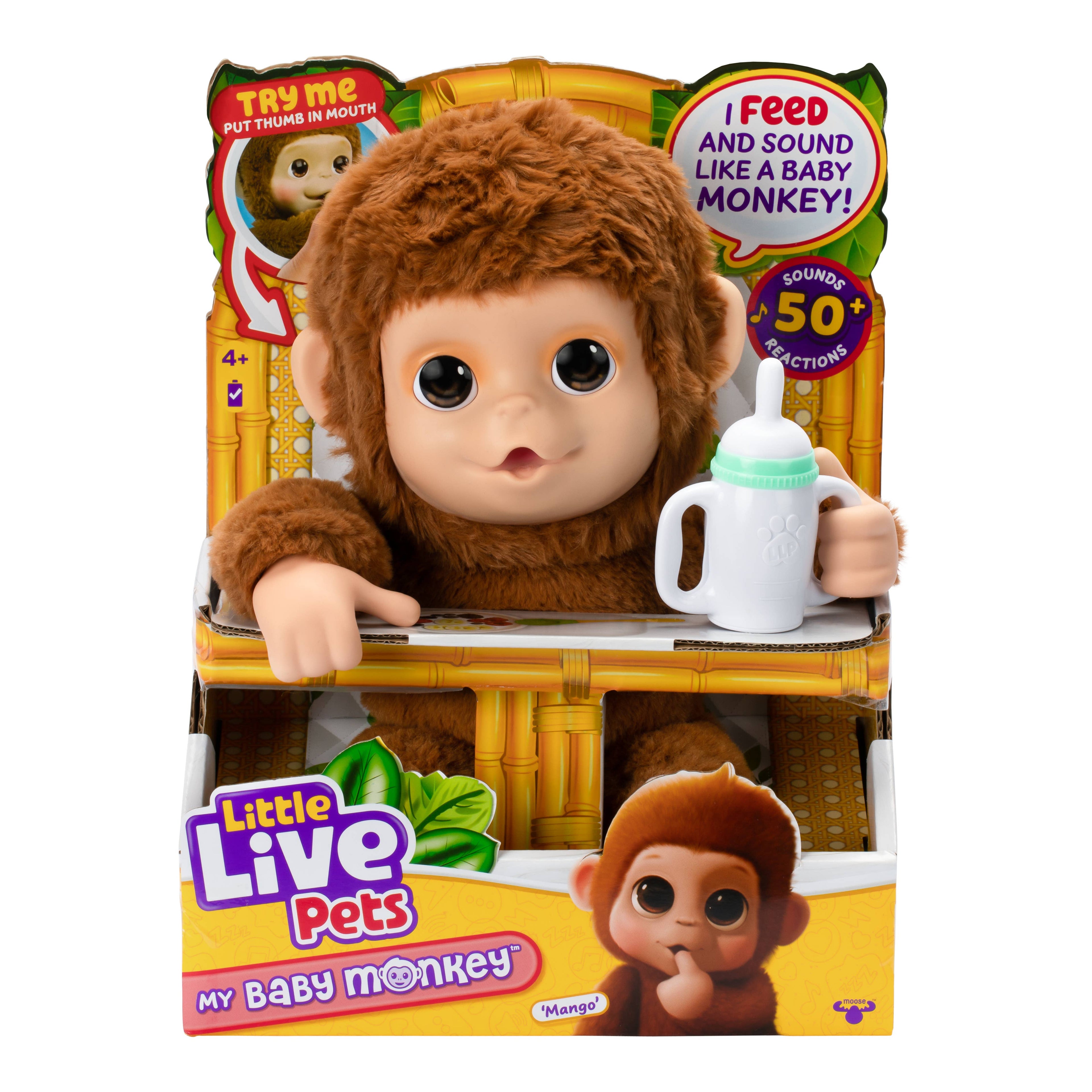 Moose Toys Little Live Pet My Baby Monkey Plush