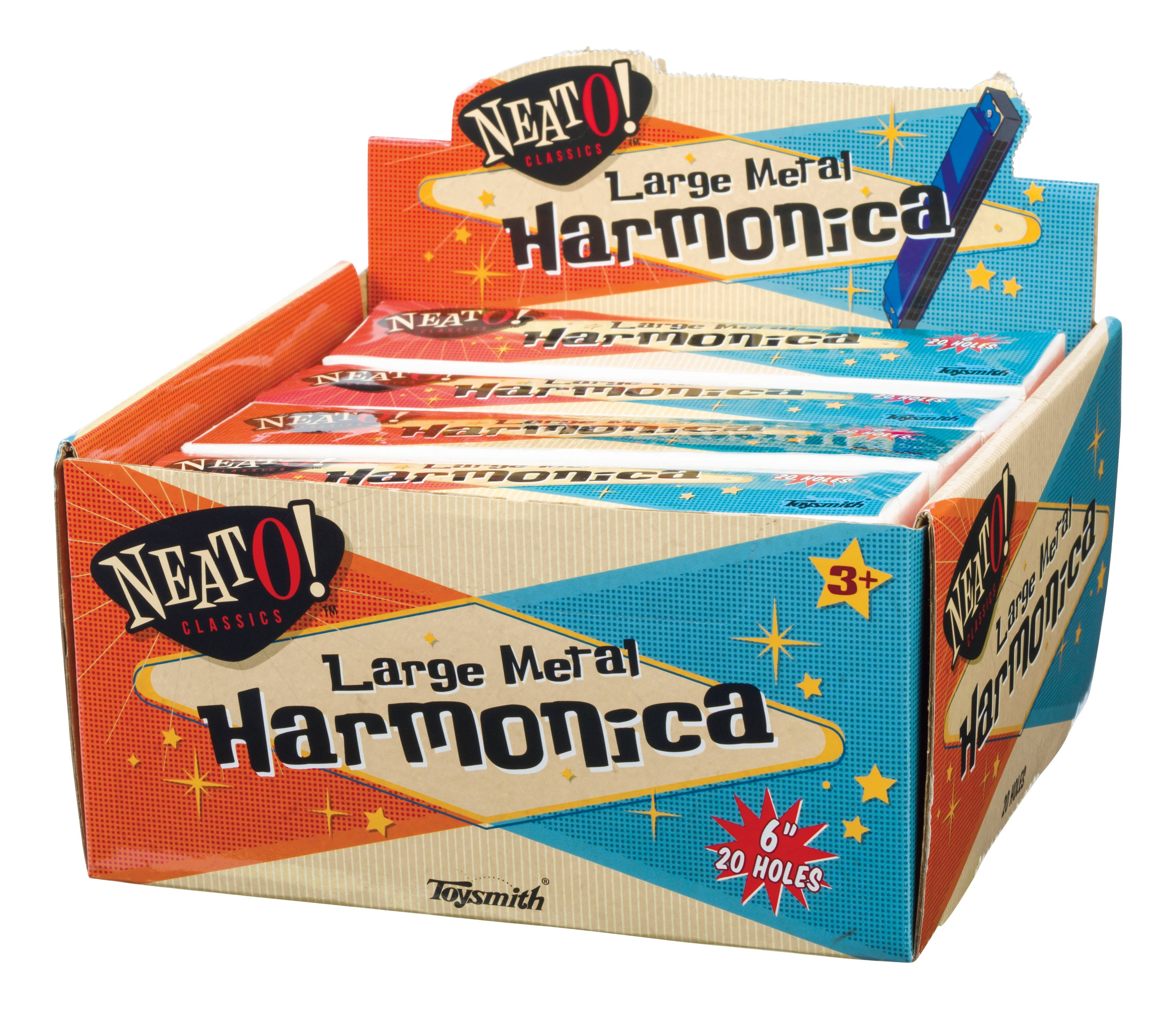 Neato! Large 6" Metal Harmonica with Case