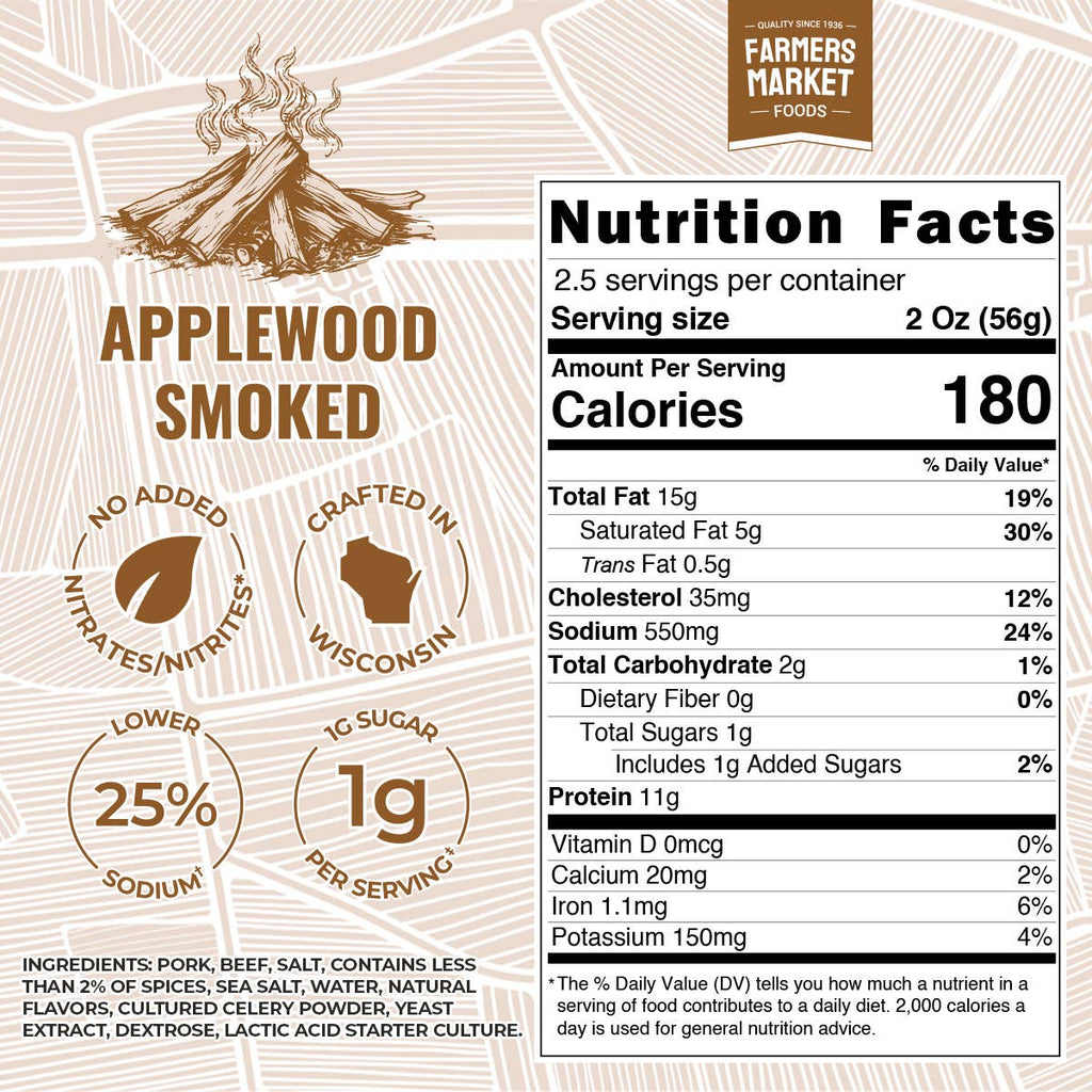 No Nitrate -  Applewood Smoked Summer Sausage 5oz