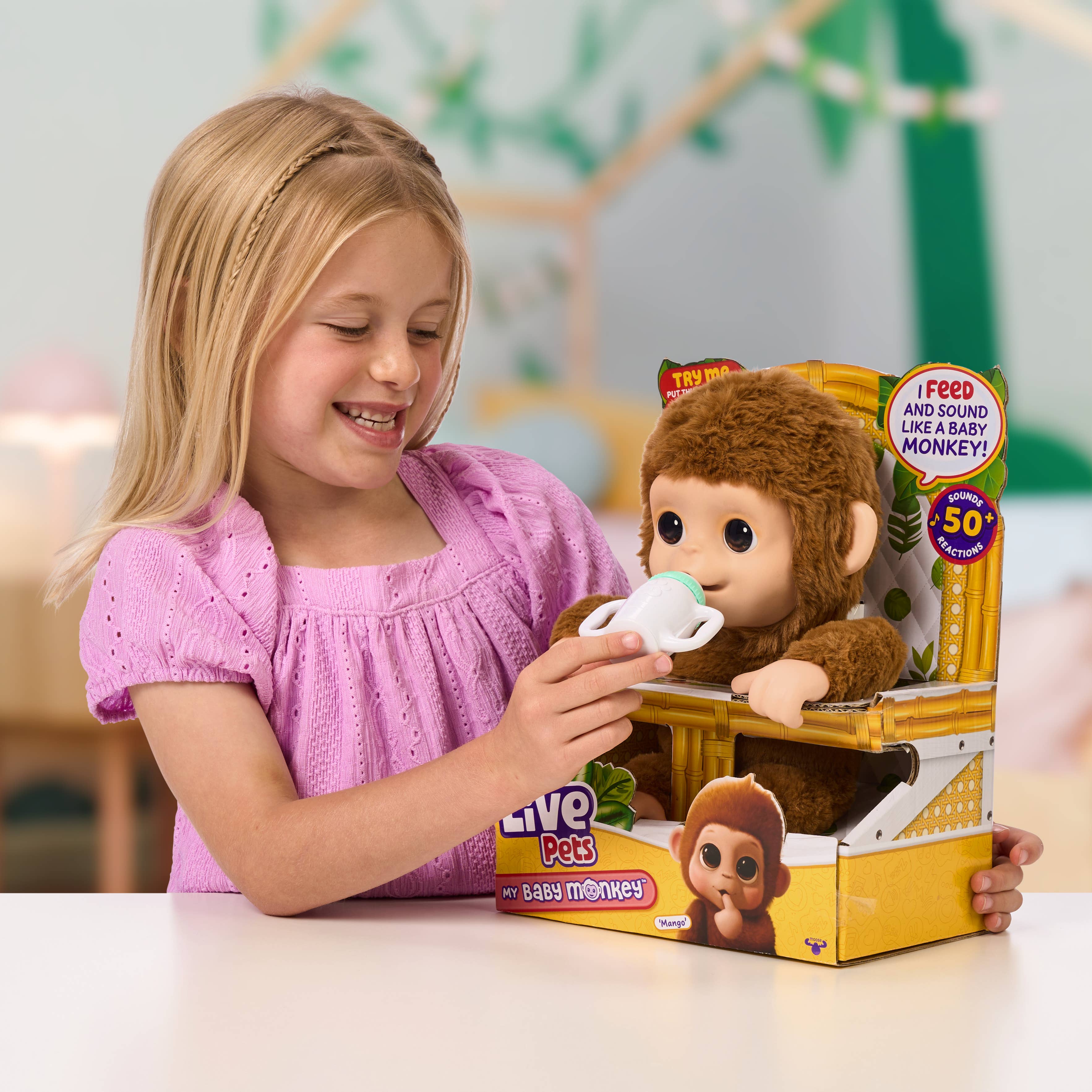 Moose Toys Little Live Pet My Baby Monkey Plush
