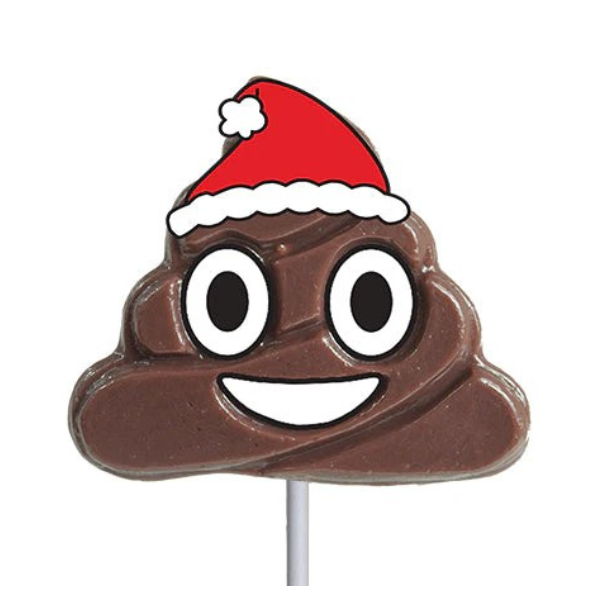 Melville Holiday Poop Hard Candy Lollipop w/ Santa Hat