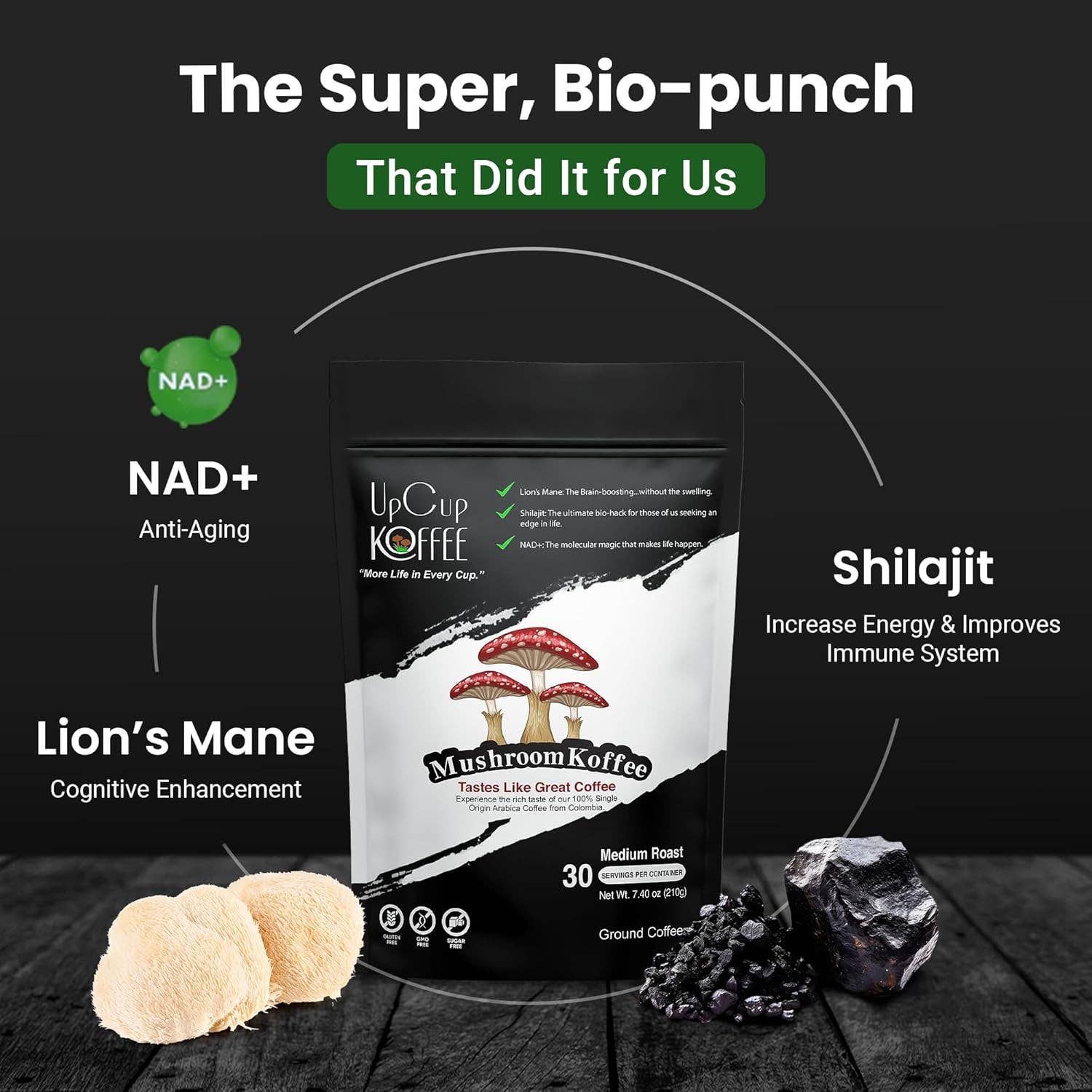 UpCup Koffee Functional Ground Mushroom Coffee